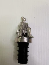   Vintage Solid Pewter Golfer Wine Bottle StopperHans Christian Anderson. 