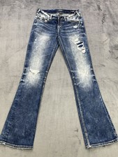 Silver Women's Aiko Low Boot Denimotion Distressed Stretch Blue Jeans 28x31