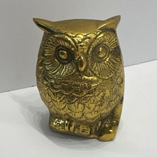 Gold-Tone Brass Owl Figurine Collectible Scul...