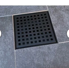 Reln 8" x 8" Matte Black Stainless Steel Square Shower Drain Square Pattern