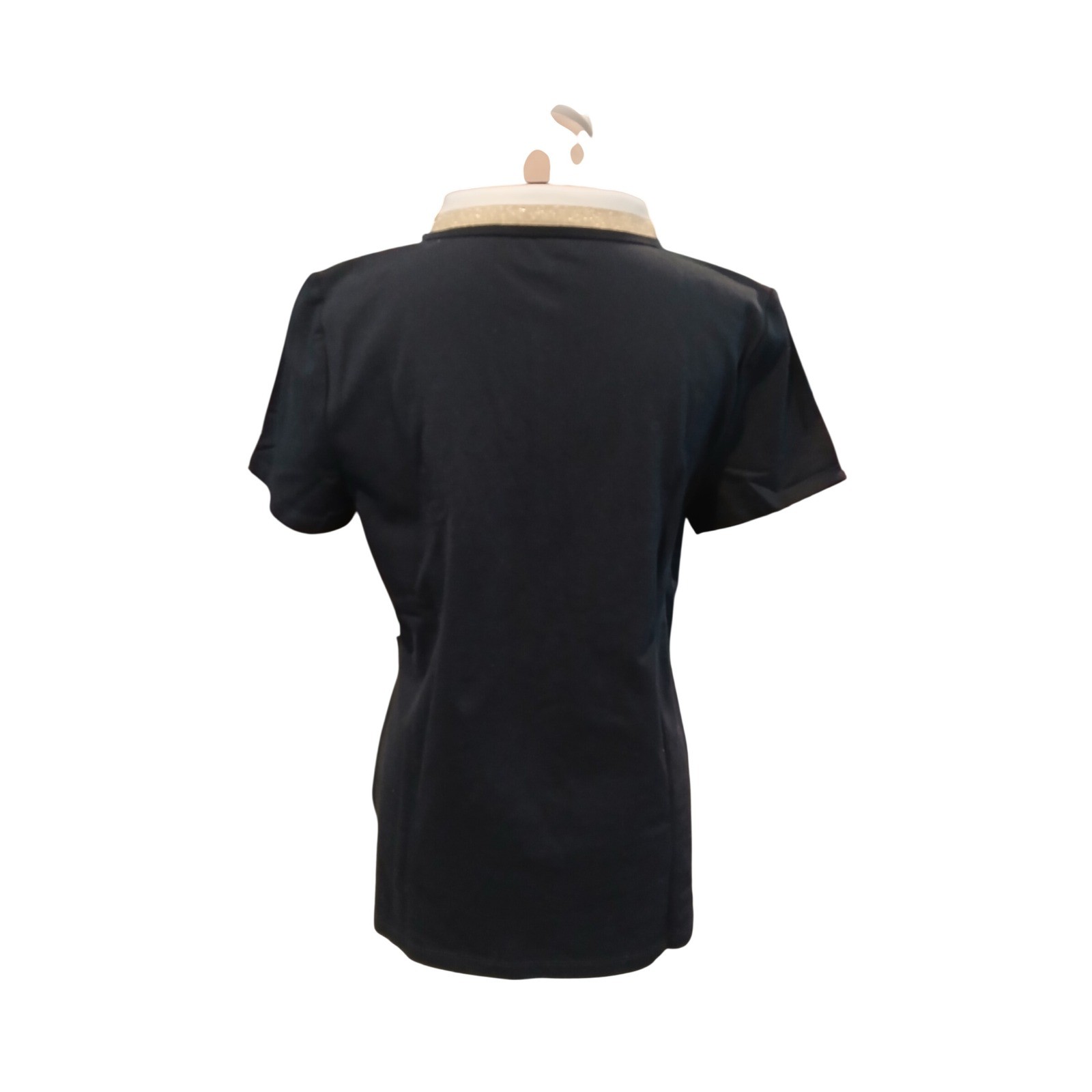 Tommy Hilfiger Heritage Polo Shirt Navy Gold Metallic Stripe Womans Large Preppy thumbnail 6