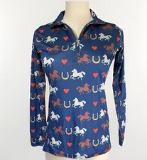 Royal Highness Equestrian Sun Shirt Girl Women Long Sleeve 1/4 Zip (M) Mesh Back