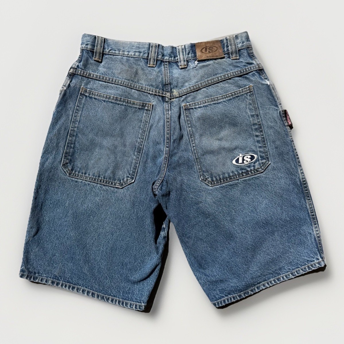 Interstate Men's Denim Jorts Size 34 Blue Medium Wash Logo | eBay