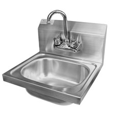Stainless Steel Sink Commercial Wall-mounted Wash Basin With Gooseneck Faucet...