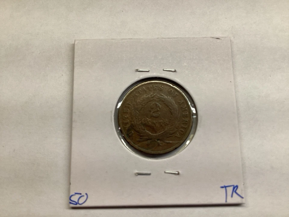 1870 Two Cent Piece US Copper Coin 062525 49tr - Image 2 of 4