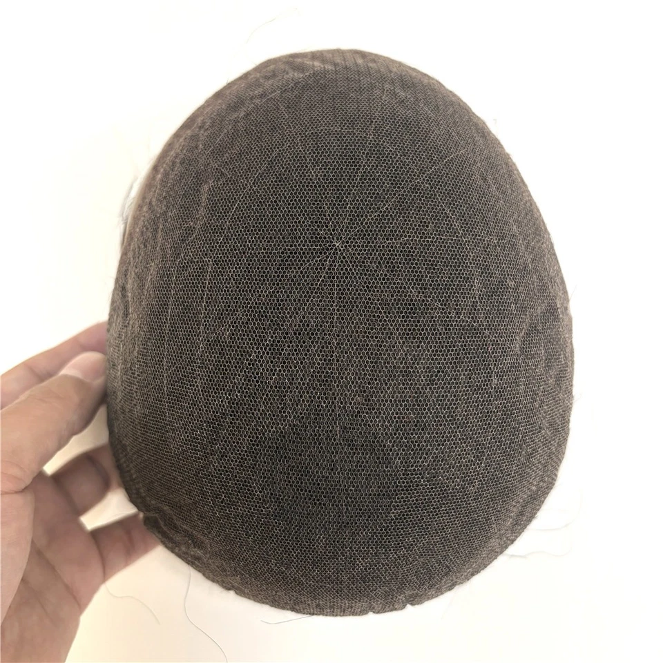 Para Hombres Remy Cabello Humano Alemán Encaje Toupee Ondulado Afro Marrón Fácil de Instalar 1B Negro Foto 4 de 4