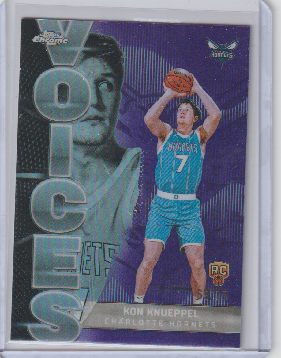 2025-26 Topps Chrome Voices Purple #VS-9 RC Kon Knueppel /75 Hornets