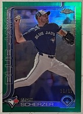 2025 Topps Chrome - Max Scherzer #260 Green Refractor /99 - Toronto Blue Jays