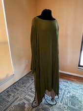 ZANZEA OLIVE GREEN,LONG SLEEVE, LAYERED HEM MAXI DRESS NWT