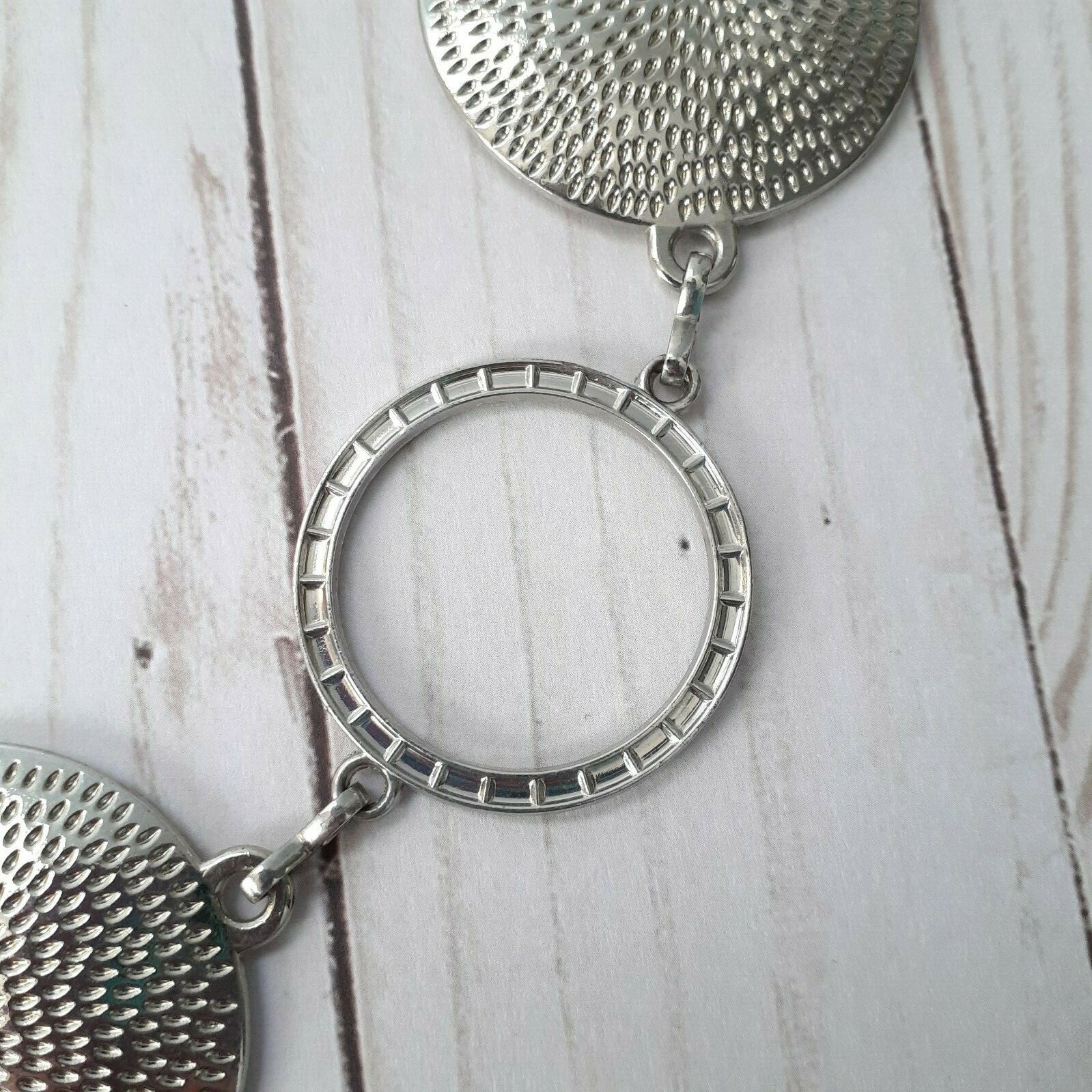 Solid Disc & O-Ring Circle Silvertone Chain Belt - image 4