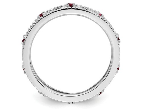Anillo apilable de plata esterlina con banda de rubí creado en laboratorio de 1/5 quilate (ctw) - Imagen 5 de 5