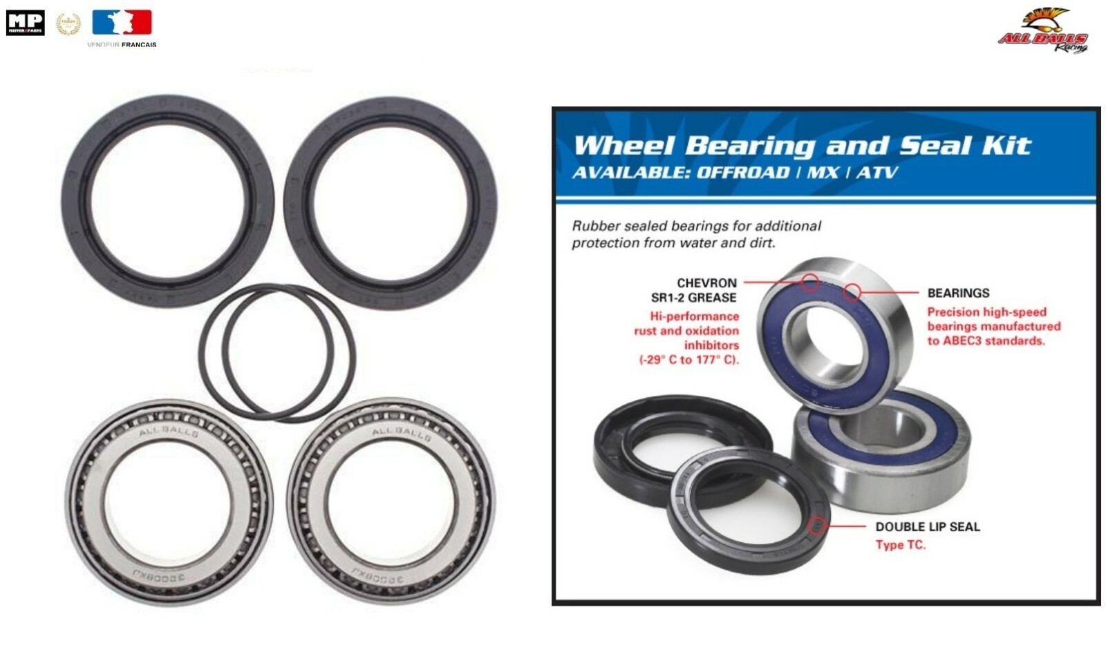 Kit roulement de roue arrière 25-1507 pour KTM SX 505 ATV 09-10
