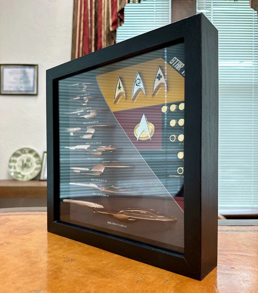 Ship & Combadge Display Shadow Box Star Trek, Enterprise, Large *Fan Made*, w/ G - Image 4 of 4