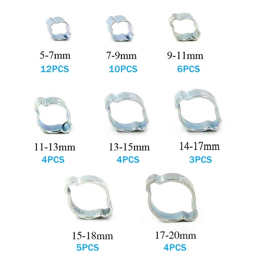 10/50X Zinc Plated Steel Double Ear O Hose Clamps Air Fuel Pipe Tube Clip 5-20mm - Picture 29 of 37