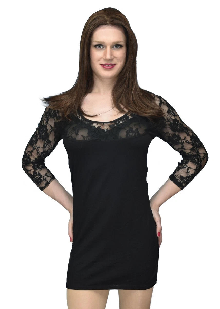 Black Elegant Sheer Patterned Top Mini Dress | eBay