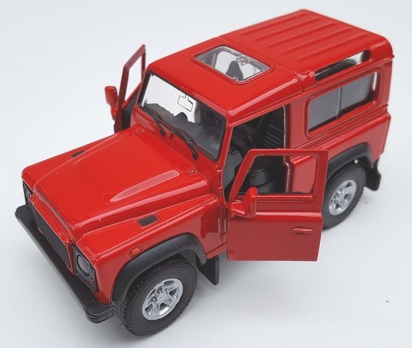 Blitz Versand Land Rover Defender Rot / Red Welly Modell Auto 1:34-39 Neu & Ovp-image