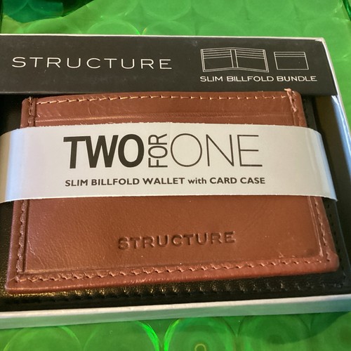 STRUCTURE Men’s Slim Billfold Wallet With Card Case NOS Brown/Black - Picture 4 of 4