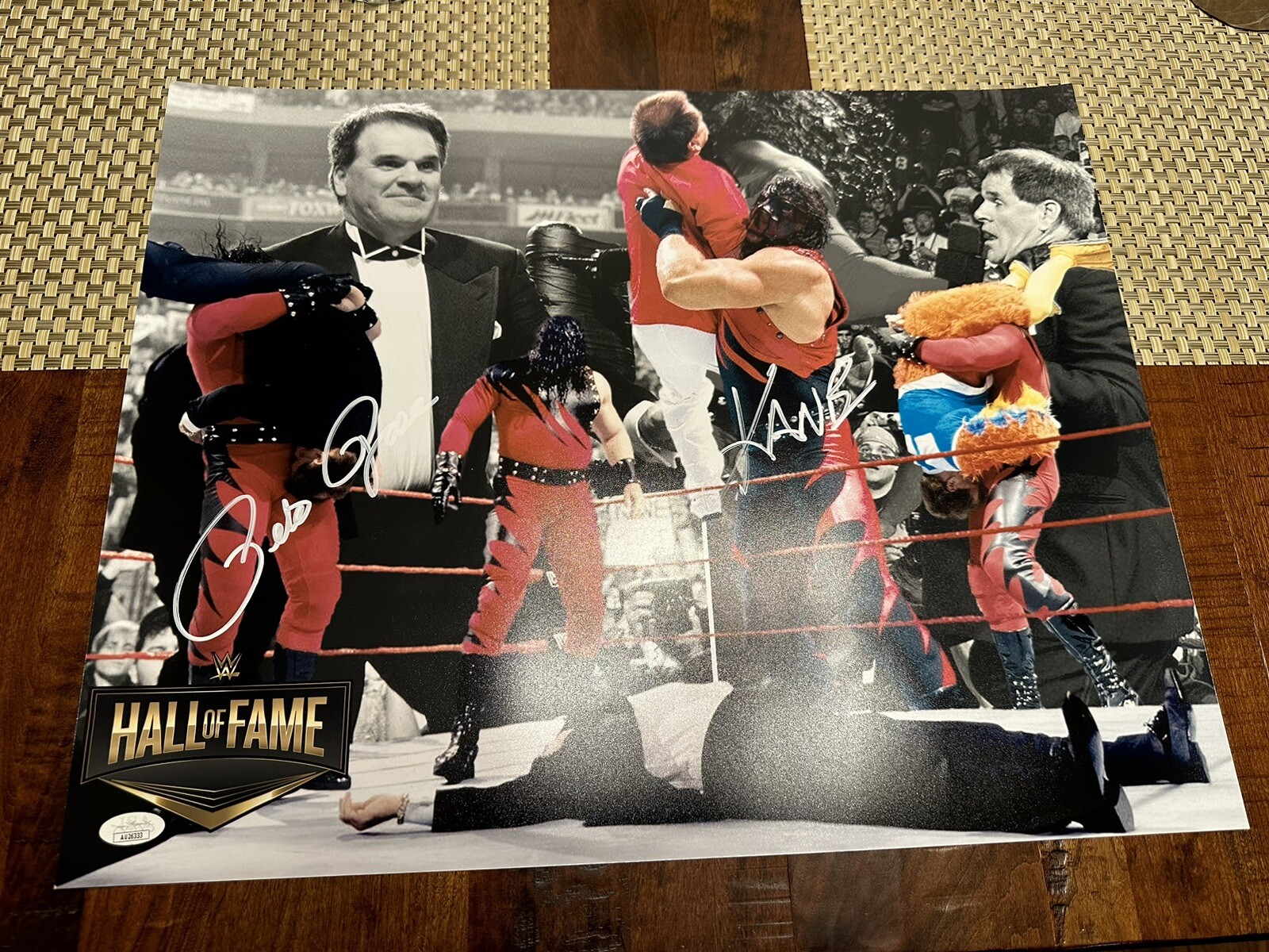 Kane Autographed Signed Pete Rose & 16x20 Photo JSA Authentic WWE 12 