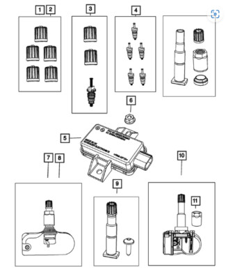 Tire Pressure Sensor, Magneti Marelli MOPAR PART #1AMTP3356A