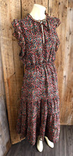 BB Dakota by Steve Madden Sheer Back Ditsy Floral Ruffle Dress Size Large