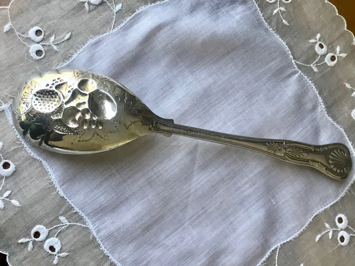 Antique Berry Spoon Kings Pattern Silverplate Sheffield England 22.5 cm