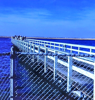 1960 Jones Beach Pier Winter Fishing L.I. NY Stereo Kodak 3D Photo Slide