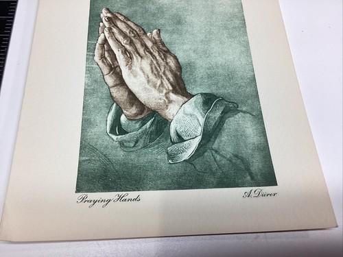 ART PAPER ETCHING PHOTOGRAVTURE ALBRECHT DURER COLOR PRAYING HANDS PRAY VINTAGE - Picture 12 of 18