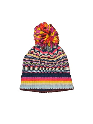 Multicolored Knit Cap Beanie Pom Pom tassel Womens One Size  display picture 3