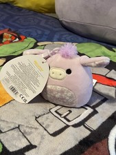 Squishmallow 3.5" Delzi Donkey Purple Flower Belly 2023 Easter Clip Plush BNWT