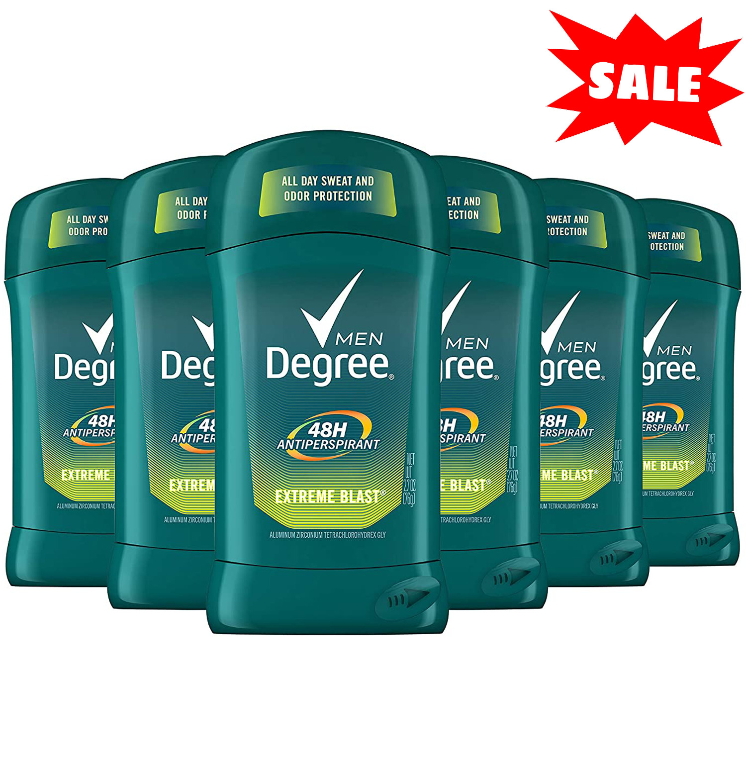 Degree Men Dry Protection Antiperspirant Deodorant, Extreme Blast 2.7 oz, Pack 6