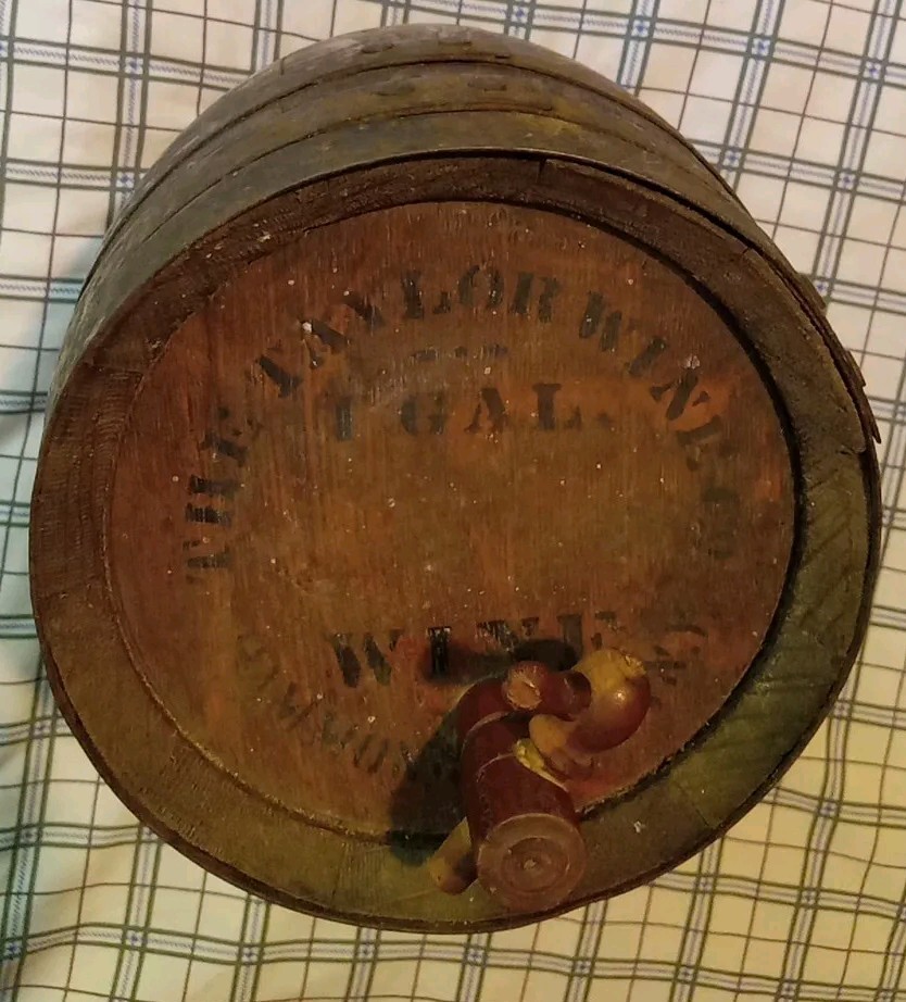 Antique Old Vtg Oak Wooden Keg Barrel Gallon Taylor Wine Co