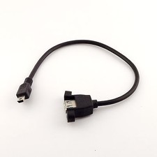 USB 2.0 A Female Socket Panel Mount To Mini 5 Pin B Male Data Adapter Cable 1ft