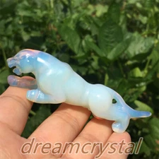 3.2" Opalite Leopard Skull Carved Quartz Crystal Skull Reiki Gift 1pc