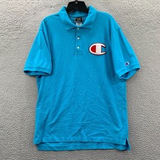 CHAMPION Polo Shirt Mens Size Large Short Sleeve Blue