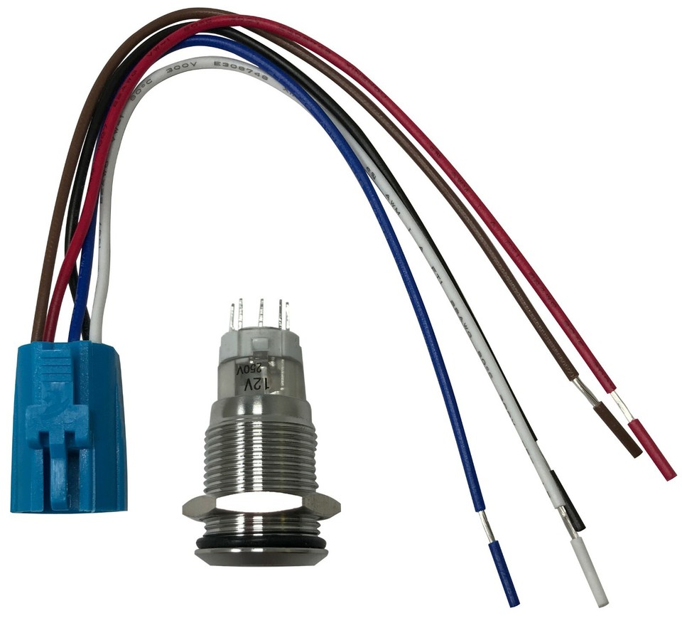 Blue LED Stainless Metal Latching Push Button Switch On Off 12V - 16mm ...