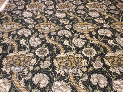 Morris & Co. Fabric WANDLE CHARCOAL/MUSTARD. OVER 2 Yards Fabric Linen Print NEW