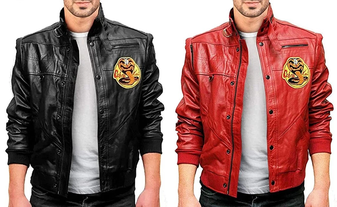 Mens Cobra Kai Johnny Red Retro Leather Jacket - 2XL / Vegan