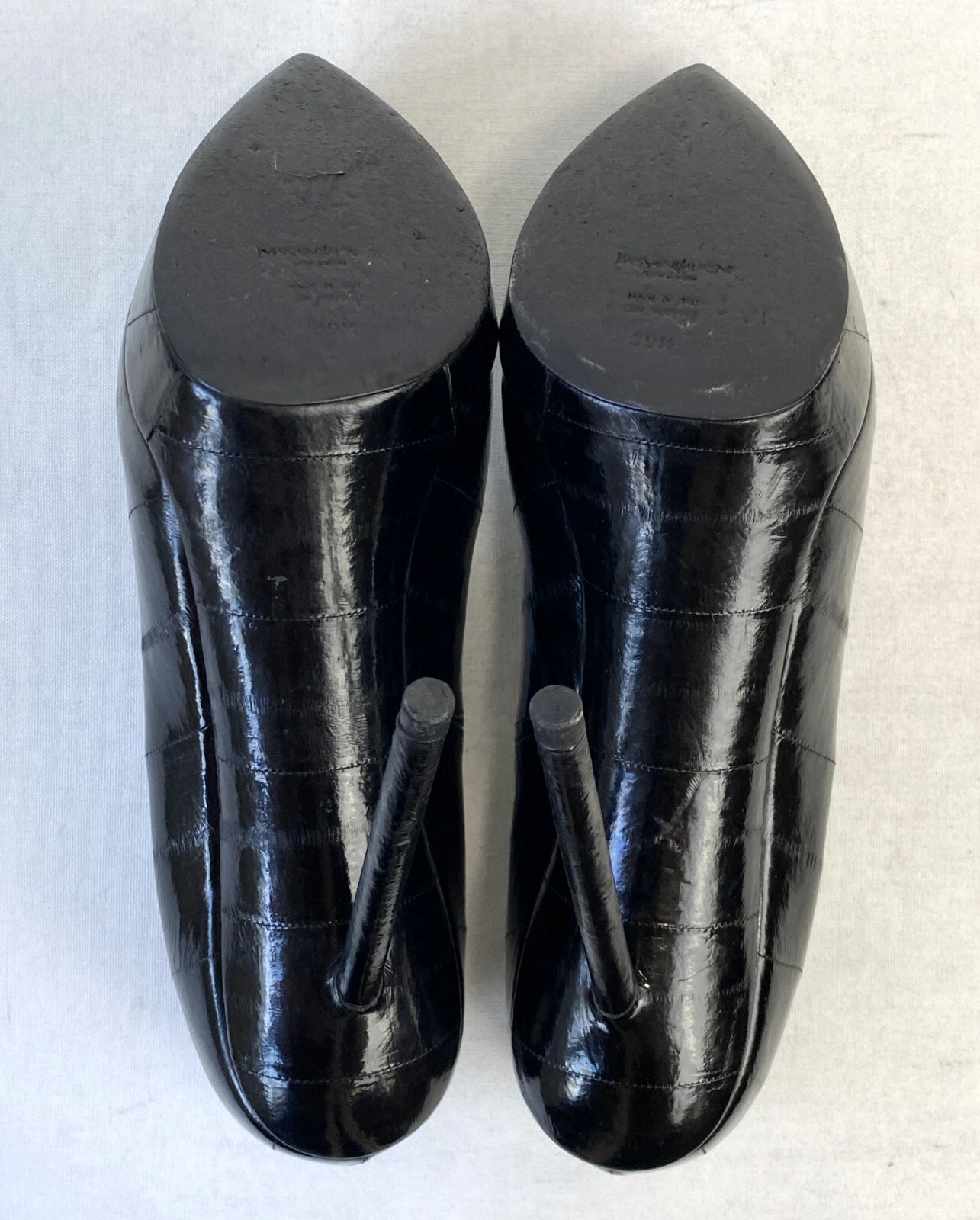 SAINT LAURENT (YSL) Scarpe decolte YSL YVES SAINT LAURENT nere pelle di anguilla divina plateau tacco 39 5 9 5