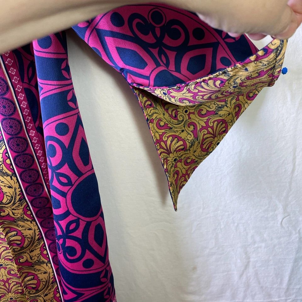 Chicos Womens - Size 1 (Small/Med) - Reversible Printed Kimono Magenta Navy Gold - Image 3 of 4