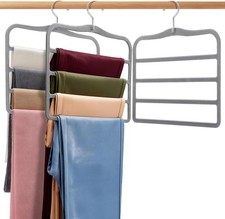 Velvet Pants Hangers 2-Pack Space Saving Multi-Tier Closet Organizers Jeans