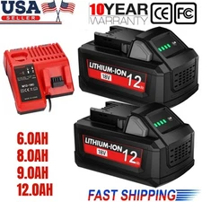 18V For Milwaukee For M18 12.0,6.0AH Battery&Charger Extended Lithium 48-11-1880