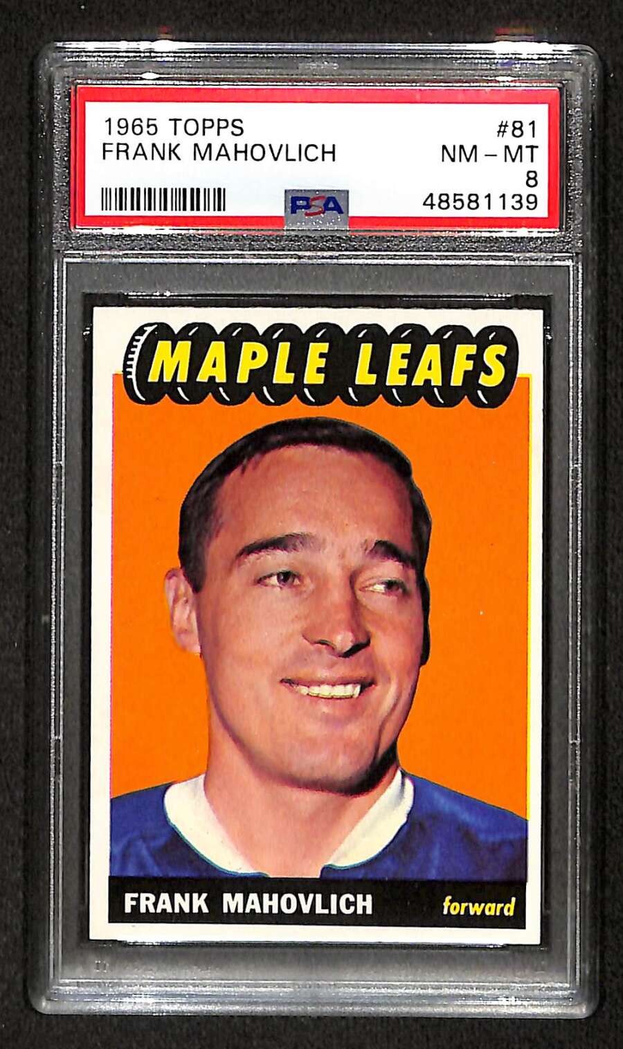 Frank Mahovlich #81 Hockey Cards 1965 Topps trading card — raw and PSA graded price guide