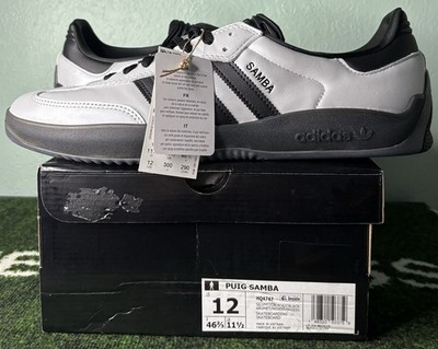 US Men s 12 - Adidas Puig Samba  Silver Metallic Black  HQ4747