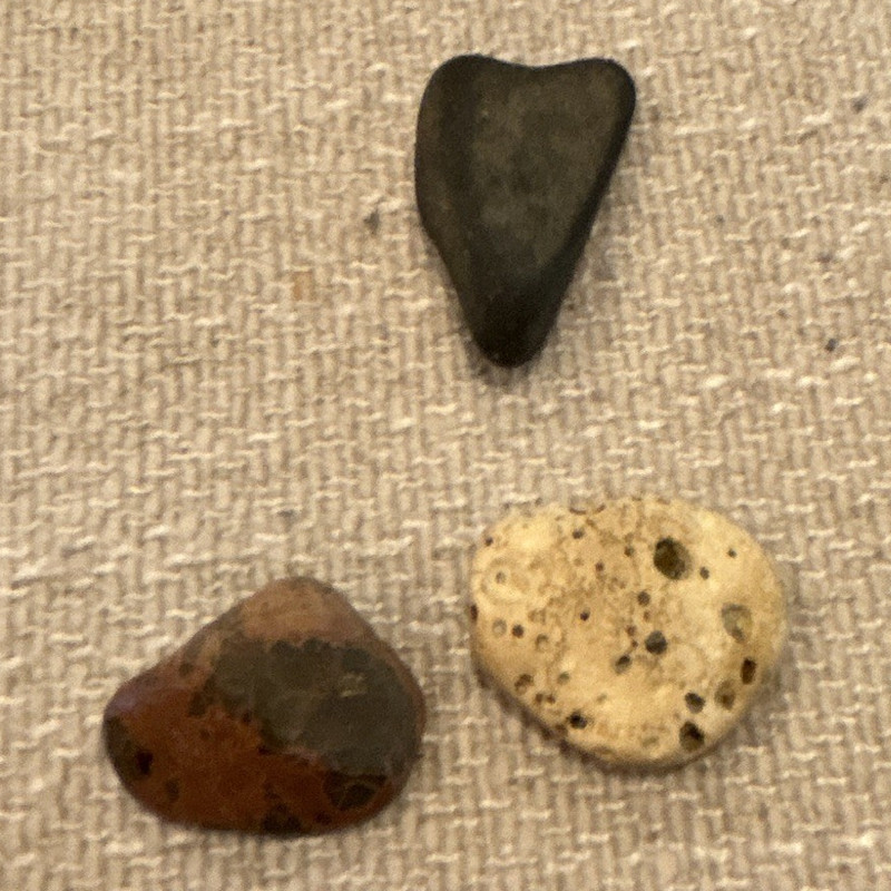 Lot of 3 Small Polished Stone Pebbles / Rock Pieces, Assorted Colors