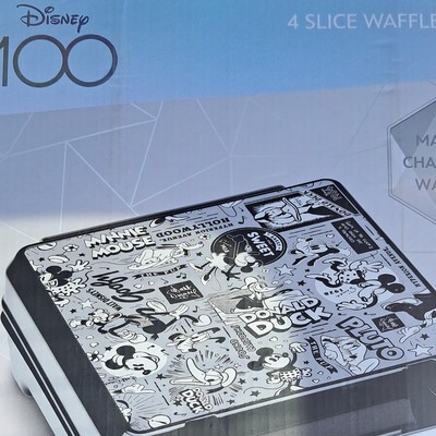 Disney Disney 100 4-Slice Character Waffle Maker, 1200W Electric, Black
