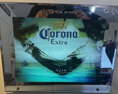 CORONA EXTRA LIGHT UP MIRROR BAR SIGN Sound & Motion & Stand 16 x13 x3  animated