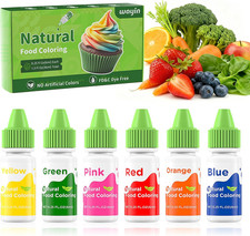 Natural Food Coloring Liquid Set - 6 Vibrant Color Food Grade