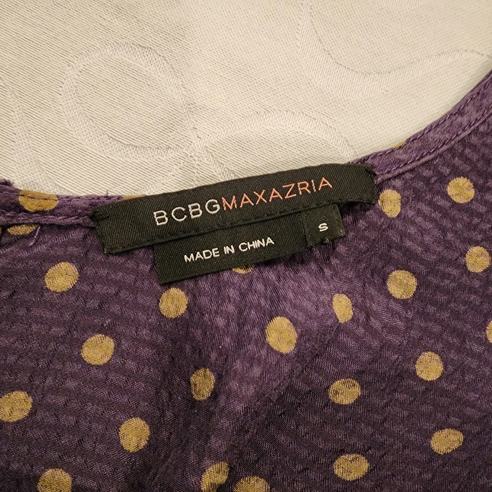 Top Babydoll de Seda Y2K Whimsigoth BCBGMAXAZRIA Púrpura Lunares Hada Grunge Talla S Foto 3 de 4
