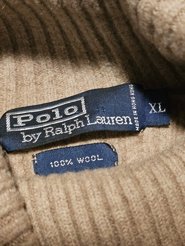 Polo Ralph Lauren Vintage 100% Wool Turtleneck Sweater Tan/Beige XL Classic - Picture 5 of 8