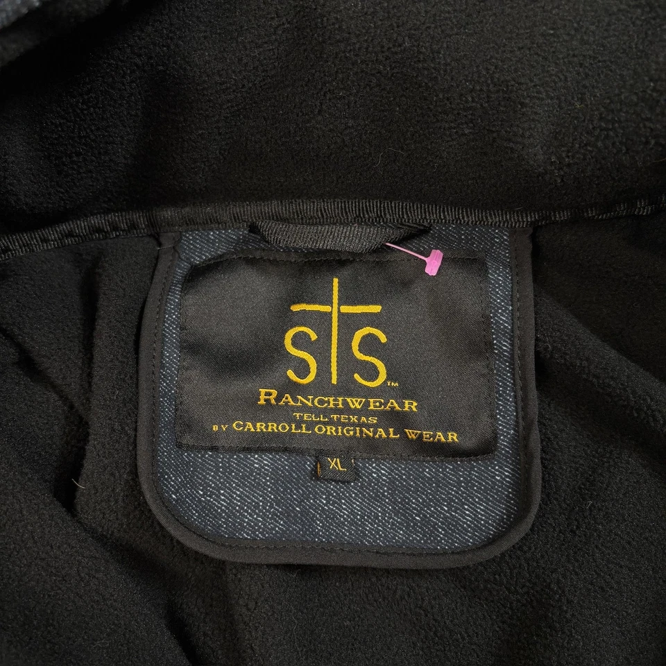 Chaqueta STS Ranchwear Para Hombres XL Negra Con Capucha Cremallera Completa Forrada de Vellón Abrigo Exterior Foto 3 de 4